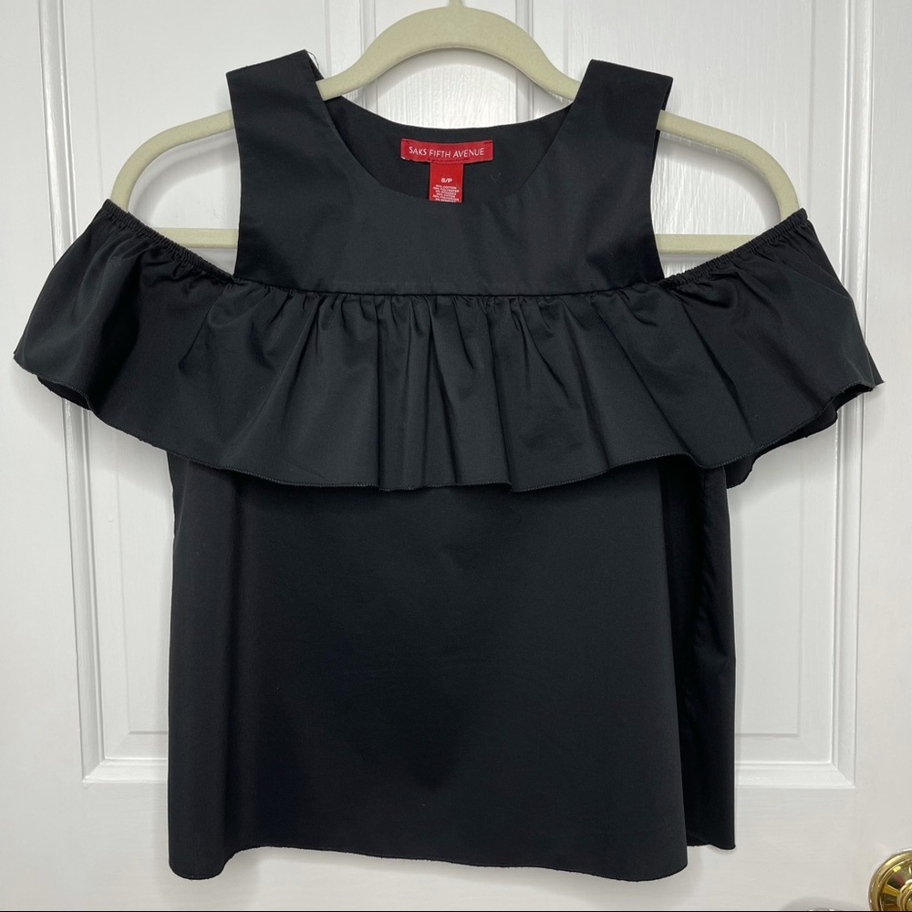 Saks Fifth Avenue Black Ruffle Blouse